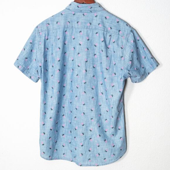 Bonobos Men's Surf Shirt Blue Size Medium Pineapple Print Button Down Summer - Picture 2 of 8